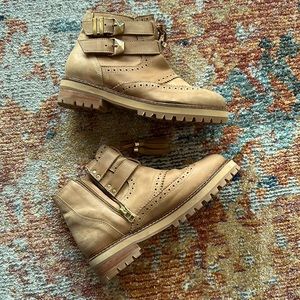 Chunky tan sole leather boots
